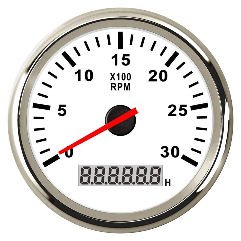 Universal 85Mm Waterproof Tachometer Gauge 3000Rpm Backlight For 12V 24V Diesel Gasoline Engine Red 9187378428412