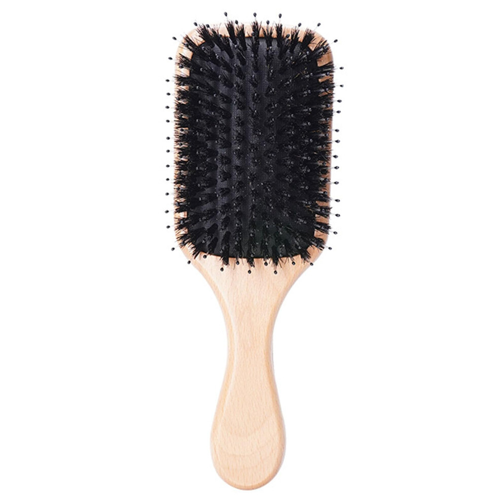Boar Bristle Paddle Hair Brush Wooden for Detangling Styling Scalp Massage Long Short Curly Hair