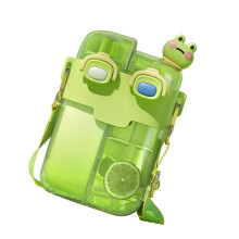 Bottiglia d'acqua in plastica verde lime kawaii da 780 ml con cannuccia e cinturino regolabile