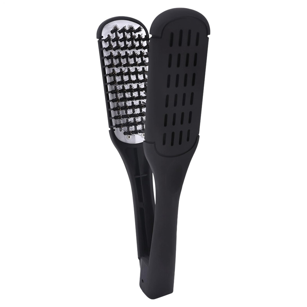 Hair Straightening Brush with CeramicCoated Teeth, AntiSlip Grip, DoubleSided for Travel and Home