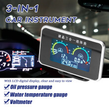 3-in-1 Car LCD Gauge Meter 9-36V Oil Temp Volt for Car Truck SUV RV
