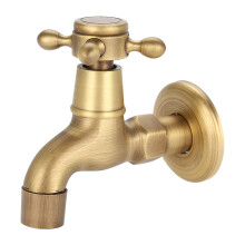 G1/2 Wall Mounted Faucet Vintage Solid Brass Faucet Single Cold Water Tape for Kitchen Bathroom Sink Mop Pool(Mop Pool Faucet Short)