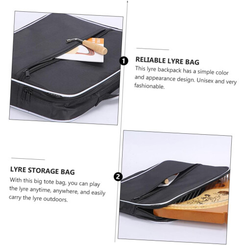 Lyre Harp Bag with Padding, Adjustable Strap, Extra Pocket for Travel and Storage 1