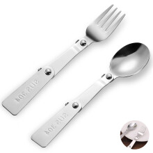 Stainless Steel Folding Spoon And Fork 2 Pack Reusable Foldable Cutlery For Outdoor Camping And Hiking