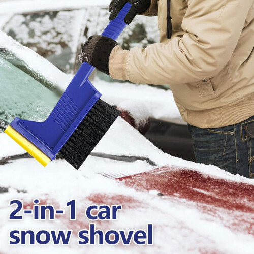 Car Snow Scraper with Brush 2 in 1 Design Heavy Duty Ice Scraper PaintSafe Extendable Handle 1