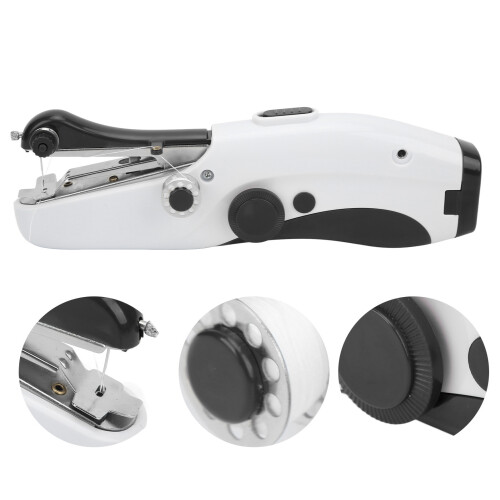 Portable Handheld Sewing Machine 24.5cm Double Needle DIY Black