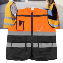 Sicherheitsreflektierende Weste mit Reißverschluss für Motorradsicherheit in Orange, XL