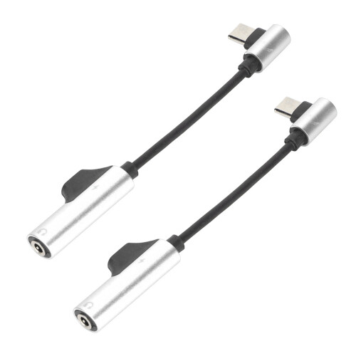 2 Pcs Type C to 3.5mm Headphone Adapter, Bendable Silver Cable 1