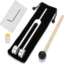 Tuning Forks for Healing with Gem Foot, 128Hz Orange Calcite Tuning Fork Set for Sound Healing Therapy and Frequency Healing