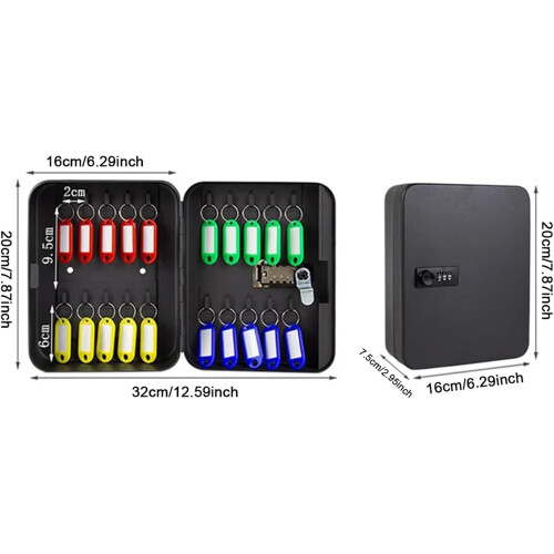 Key Cabinet with 20 Hooks, Combination Code Lock, Secure Key Storage for Home  Garage, Black 1