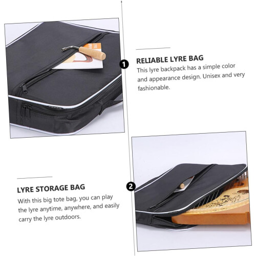 Lyre Harp Case with Padded Protection and Lightweight Carry for Rectangular Note Lyres 2
