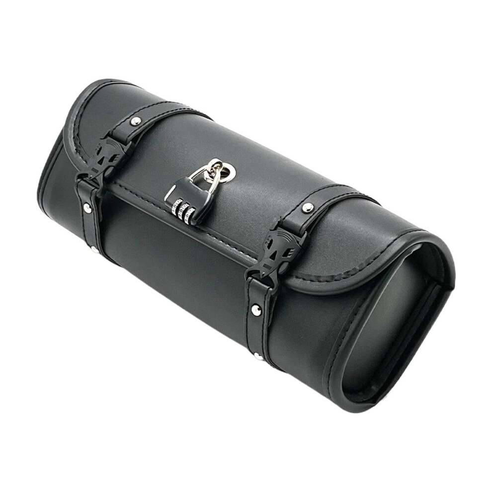 Waterproof Pu Leather Motorcycle Fork And Handlebar Bag Retro Storage Saddlebag With Buckle And Phone Holder 9187378430460