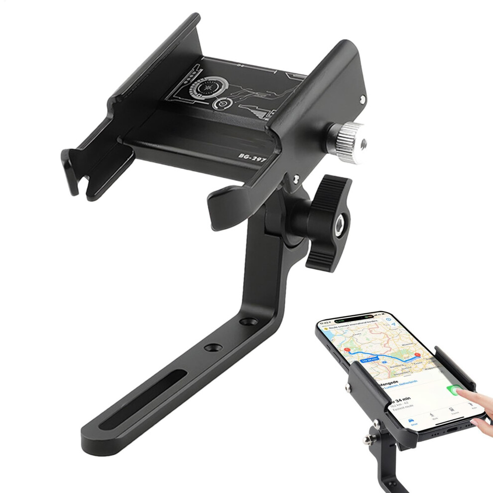 Phone Holder For Motorcycle, Adjustable Angle Mobile Phone Holder With Stable Clamp, Multi-Functional Cycle Phone Mount 9382693256034