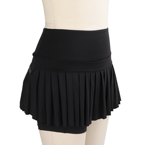 M Schwarzer Polyester-Tennis-Plissee-Rock mit Taschen