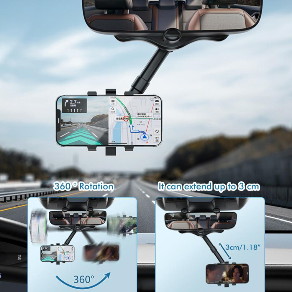 Car Phone Holder For Rearview Mirror, 360 Rotatable, Temperature-Resistant Abs 7891375703275