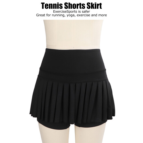 M Schwarzer Polyester-Tennis-Plissee-Rock mit Taschen 2