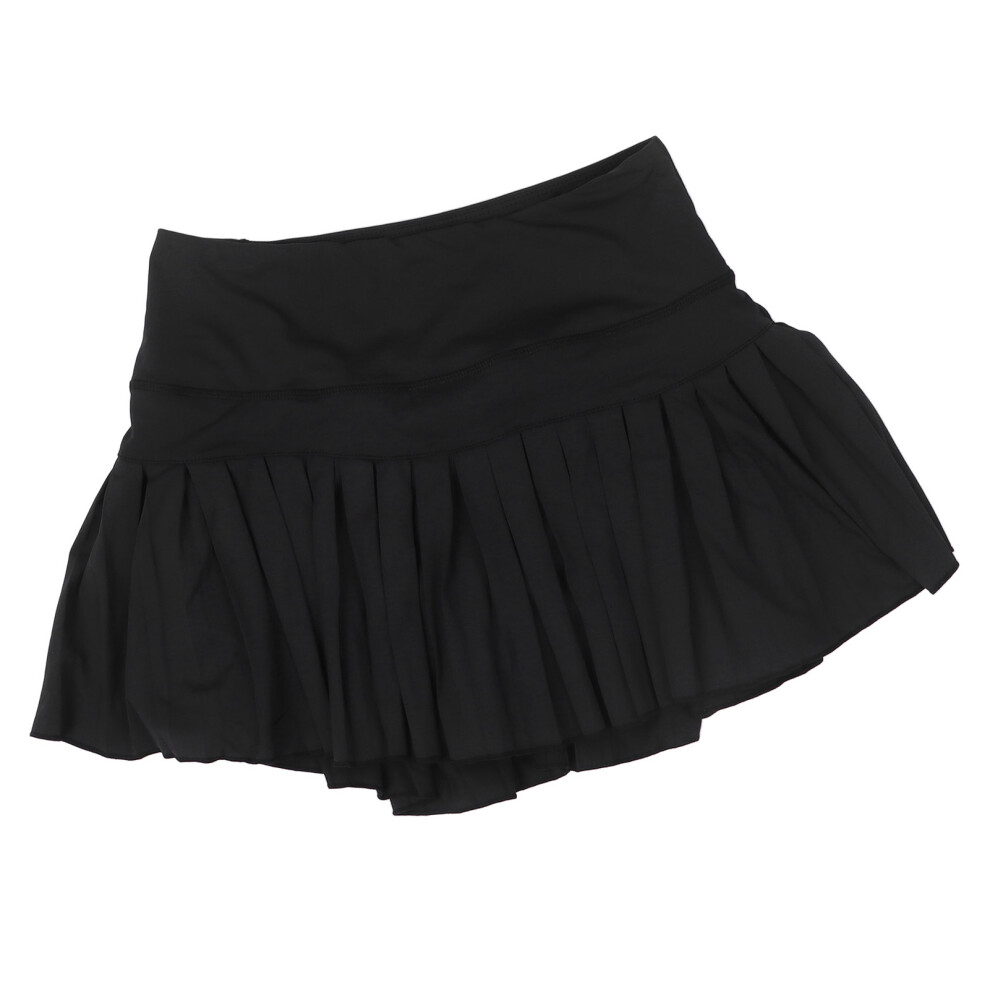 Breathable Black Pleated Tennis Skirt with Pockets for Running & Yoga