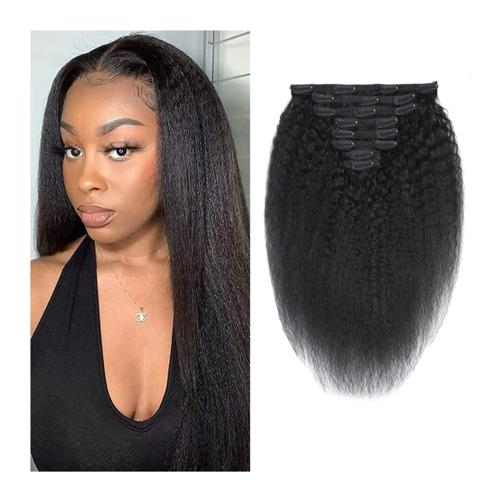Hair Toppers for Women 1226 Inch Kinky Straight ClipIns Remy Human Hair Double Weft Natural Black Full Head 18 Clips
