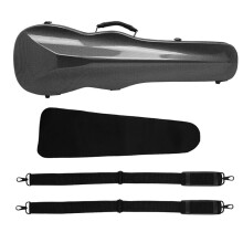 4/4 3/4 Carbon Fiber Violin Case Triangle Gray with Hygrometer, Double Straps and Storage Pockets