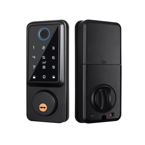 TTlock Auto  Deadbolt Lock Afstandsbediening Vingerafdruk Digitale Code Elektronisch Deadbolt Lock met Deursensor Zwart