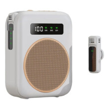 -Stemversterker met Magnetische Draadloze Lavaliermicrofoon voor Klaslokaal/Yoga/Conferentie, Wit