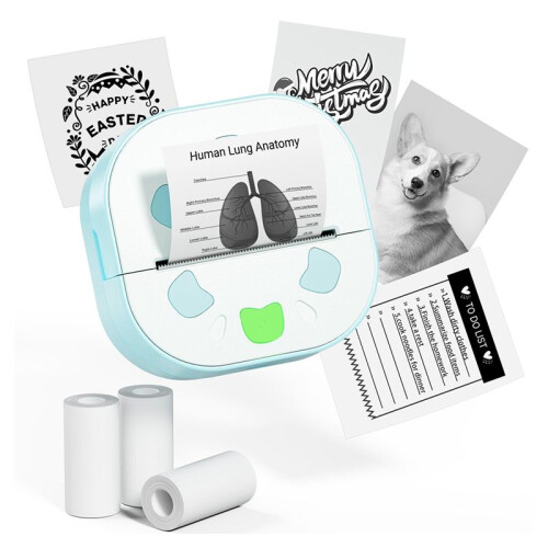 Portable  Sticker Printer , D21  Sticker Maker Machine with 3 Rolls Paper, Thermal Inkless Print Pod