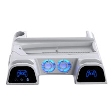 For PS5 Slim Stand Base and Cooling Fan Charger with Disc Storage for 5 Console Accessories Dock