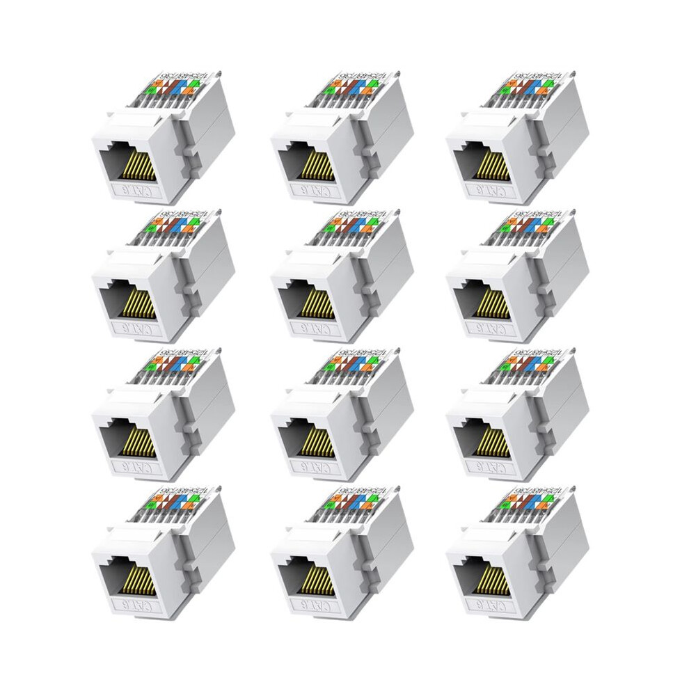 12Pcs Cat6 Rj45 Toolless Coupler Female To Female Ethernet Module Jack Gigabit Panel(Incompatible With Patch Panel) 6032656537528