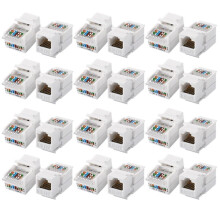 24 Stück Cat6 RJ45 Werkzeuglose Kupplung Buchse auf Buchse Ethernet-Modul Buchse Gigabit-Panel (Nicht Kompatibel mit Patchpanel)