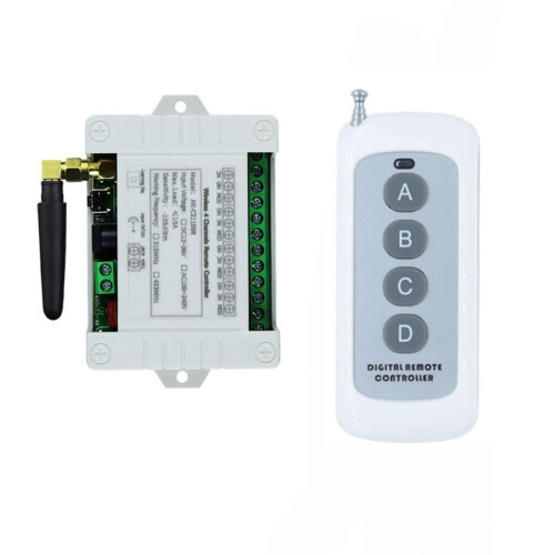 Wireless Remote Control , 4-Channel Industrial Transmitter, 12V-36V High-Power Remote for Equipment & Lamp Control