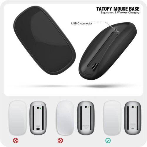 Mouse Charger for Magic Mouse 2 USB C Wireless Charging Support Ergonomic Grip&Mouse Base for Magic Mouse 2 Black 1