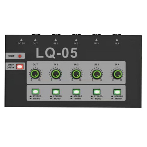 LQ-05 4-Channel Microphone Mixer,  Instrument Amplifier Audio Input Multifunctional Mixing Effect Device EU Plug