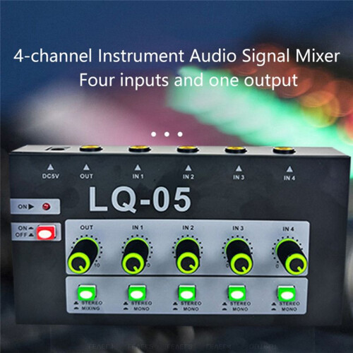 LQ-05 4-Channel Microphone Mixer,  Instrument Amplifier Audio Input Multifunctional Mixing Effect Device EU Plug 2