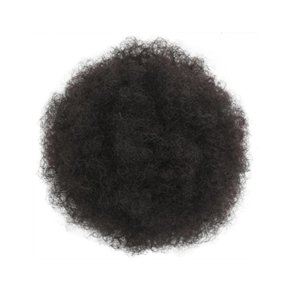 Synthetic Short Afro Puff Hair Bun 6Inch Drawstring Ponytail Hair Extensions Kinky Curly Chignon Color #2 Medium 1 Pc