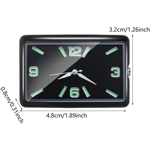 Car Dashboard Clock with Luminous Night Display, Mini Quartz Analog, Easy Adhesive Mount, Black 1