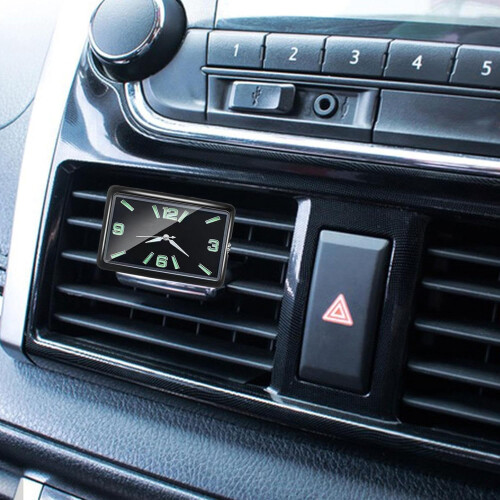 Car Dashboard Clock with Luminous Night Display, Mini Quartz Analog, Easy Adhesive Mount, Black 2