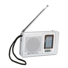 Portable AM/FM Pocket Radio Classic Silver Grey Battery Operated