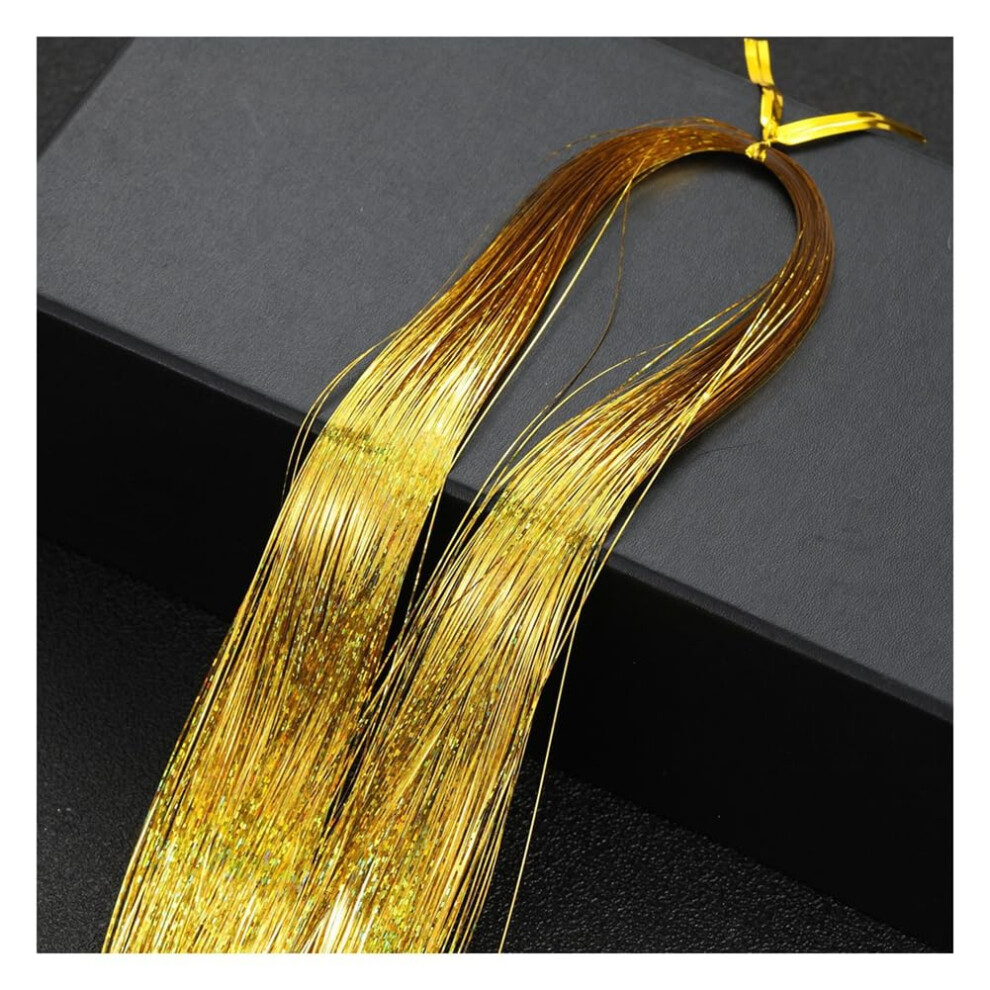 Hair Tinsel Pack Of 4 Gold 120 Cm Glitter Hair Extensions For Braiding Party And Festival
