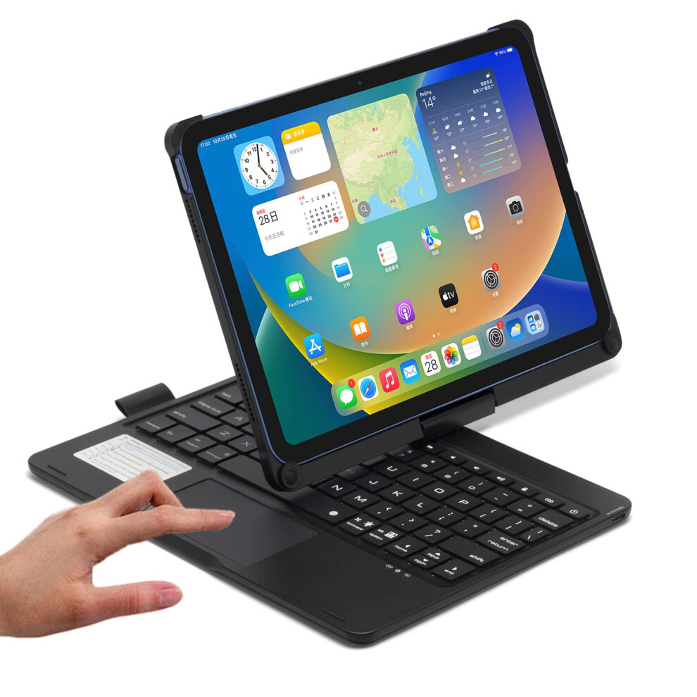 Keyboard Case With Trackpad For Ipad 11Th Gen 2025 And 10Th Gen 2022, 360 Rotating Backlit Cover With Pencil Holder, Black 9382693258816