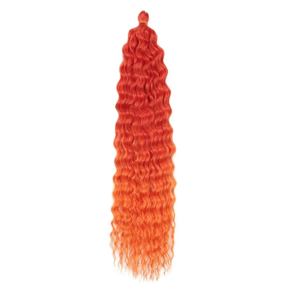 Curl Deep Wave Braiding Hair Extension Natural Synthetic Water Crochet Braids 22 Inches RedOrange 1 Pc Lot African Afro