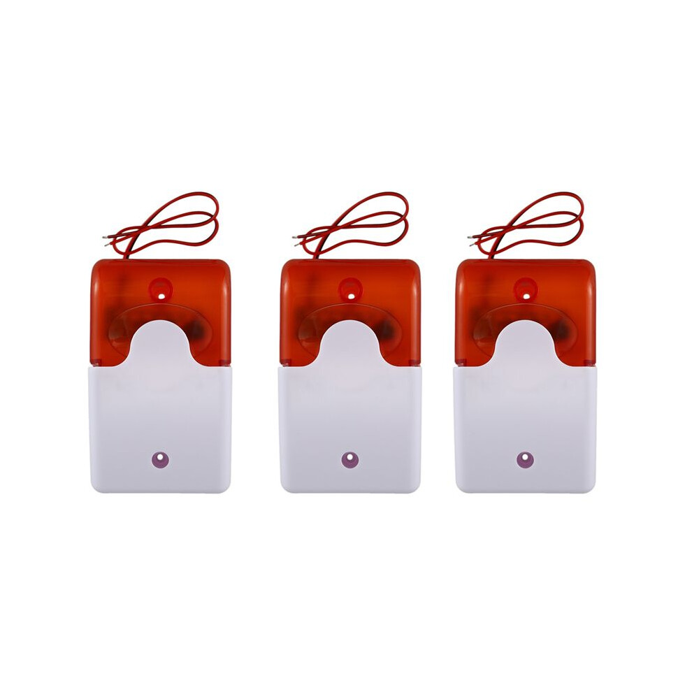 3X Wired Strobe Warning Siren Durable 12V Sound Alarm Flashing Sound Siren Horn 115Db Light/Orange 6033341515333