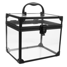 Acrylic Vinyl Record Storage Case with Handle Transparent Desktop Organizer Box for Albums CDs DVDs and Games Black
