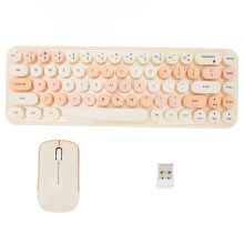 Typewriter Round Retro Keyboard Wireless Combo, 3 Level DPI with Efficient Hotkeys, Full-Size Compact Design with Ergonomic Layout, 2.4G Plug and