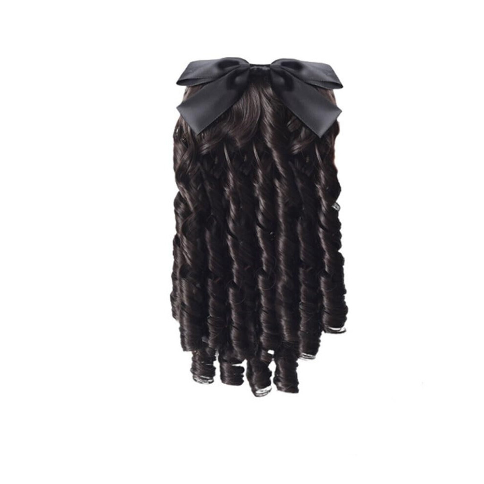 Unisex Hair Bun 1 Pack Ladies Wig Retro Ponytail Wig Curly Hair Extensions 35Cm Color D Bow Knot Wig Palace