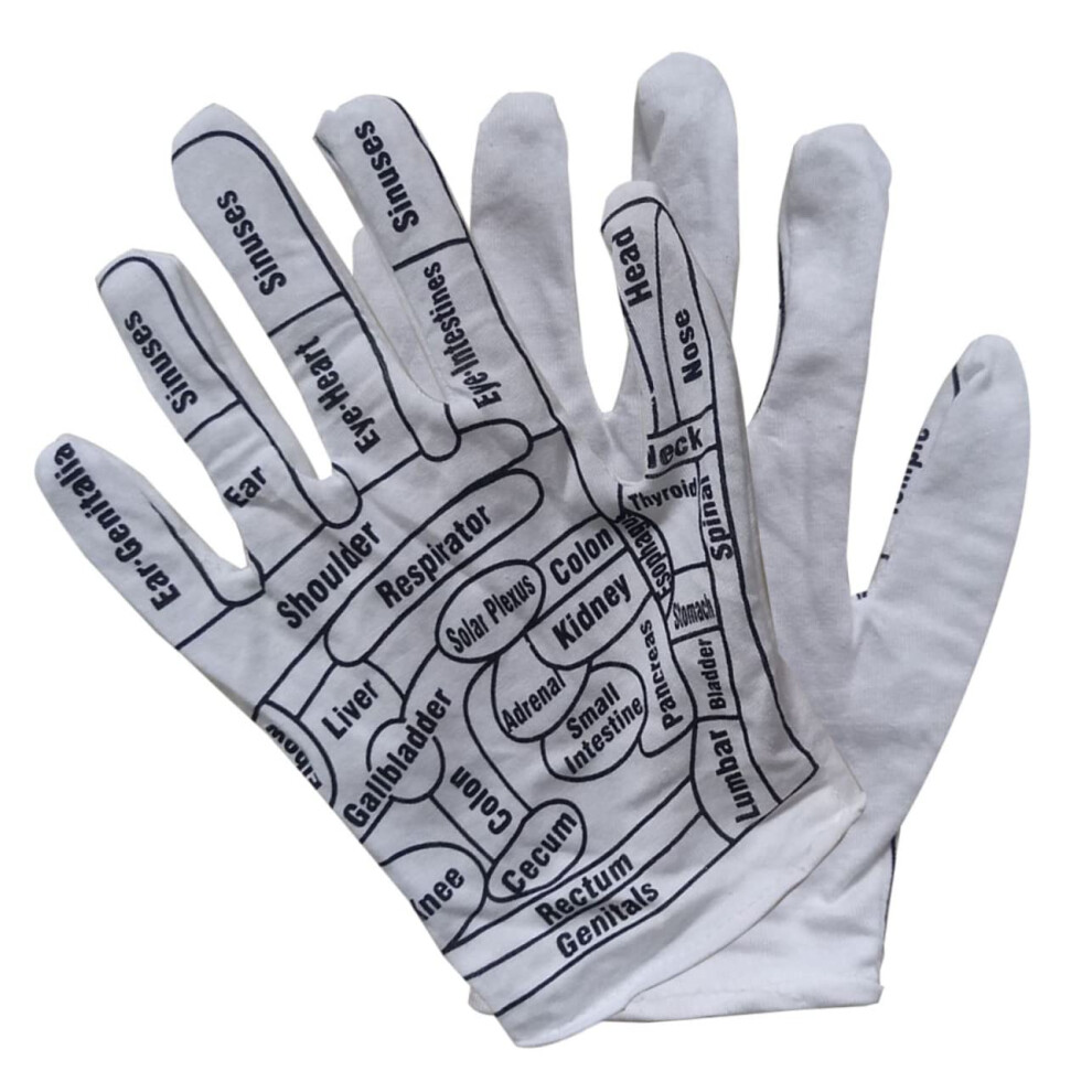 Massage Gloves Hand Reflexology Cotton Elastic Fit Washable Reusable Acupressure Therapy Gloves