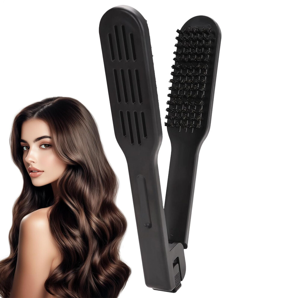 Double Sided Boar Bristle Hair Brush for Frizz Reduction and Smoothing with Ergonomic Handle