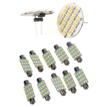 2X Car Auto 1210 SMD 24 LEDs Vertical G4 Back Pin Light Bulb with 10X 42mm 3528 SMD 16 LED Interior Festoon Bulb Lamp