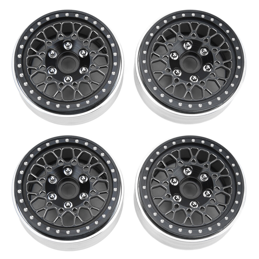 4Pcs 1.9In Rc Crawler Wheel Hubs Aluminum Alloy Black/Silver 5091375719159