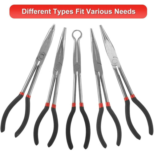 Long Needle Nose Pliers Set 11 Inch with Bent Tips, Spark Plug Wire Removal Tool MultiAngle 2