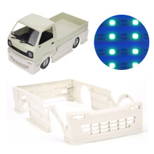 RC D12 Wide Body Abdeckung mit LED-Leuchten Weiß-Grün für WPL LKW